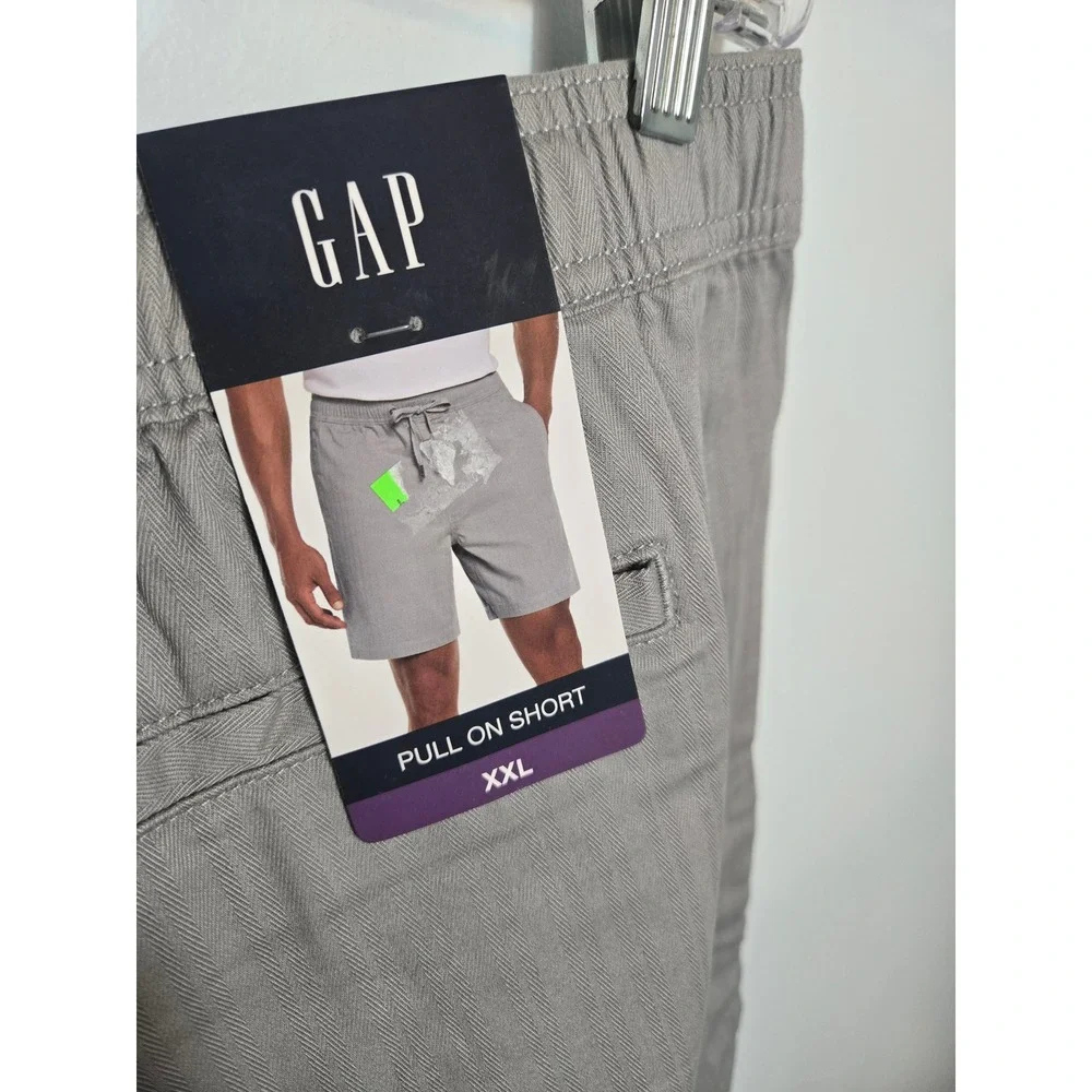 Gap Mens XXL Grey Herringbone Pull On Shorts Elastic Waist Drawstring New